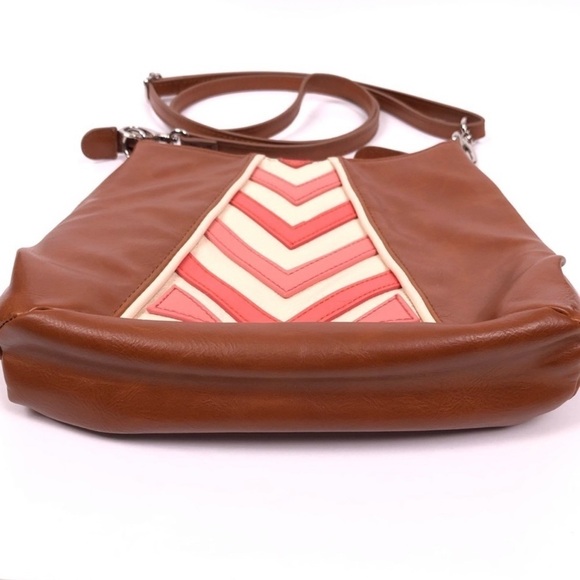 Miche Dee Brown Pink Crossbody Chevron Purse Bag. - Picture 6 of 12
